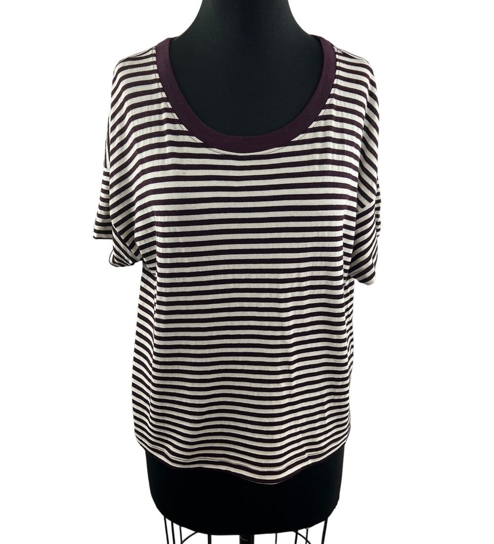 Rivet & Thread Madewell Oversized Tee Stripe Purple White Short Sleeves XL NEW